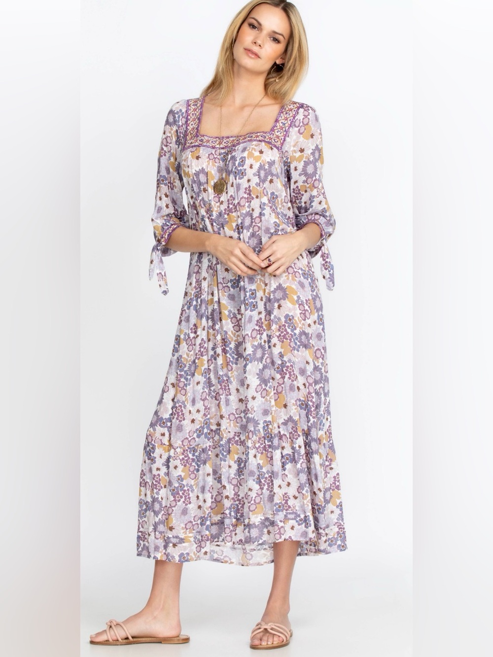 Johnny Was EUC Dione Floral Midi Dress with slip